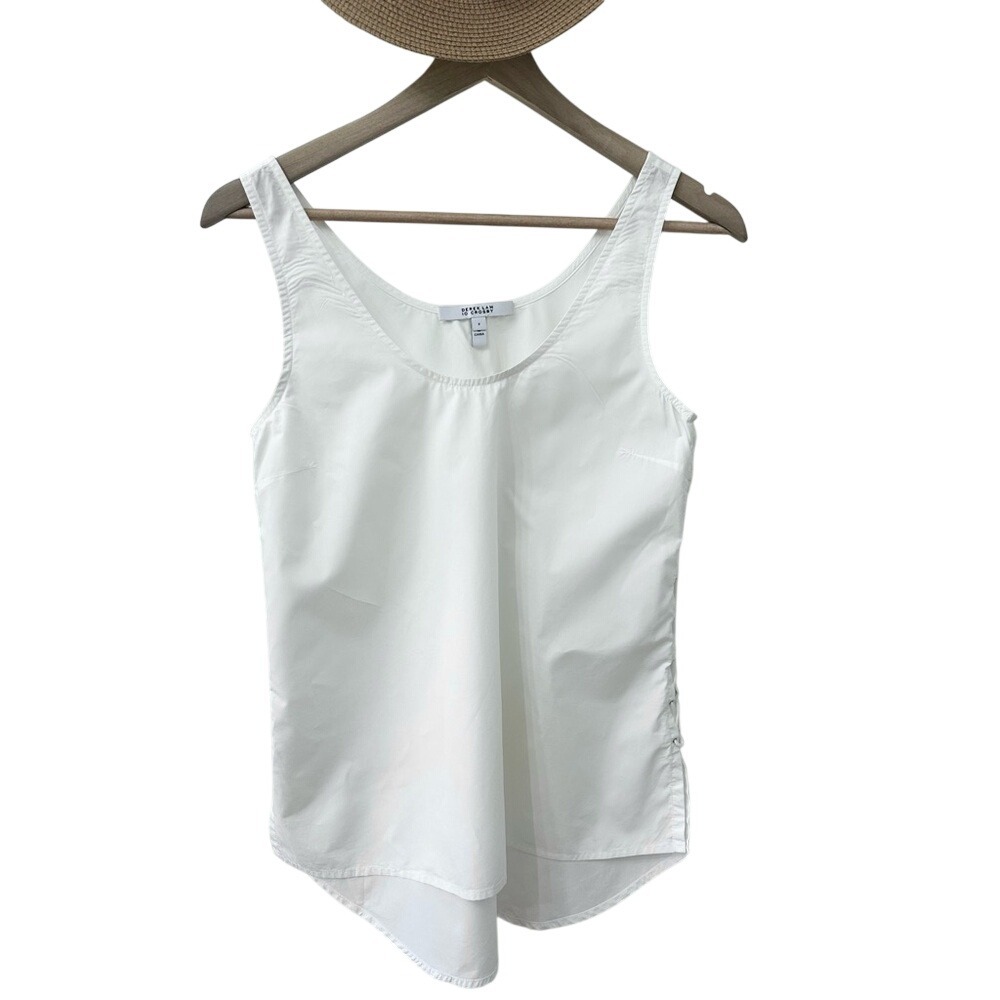 Derek Lam‎ Crosby Tank Top 2 White Cotton Poplin Lace Up Side Scoop Neck Blouse
